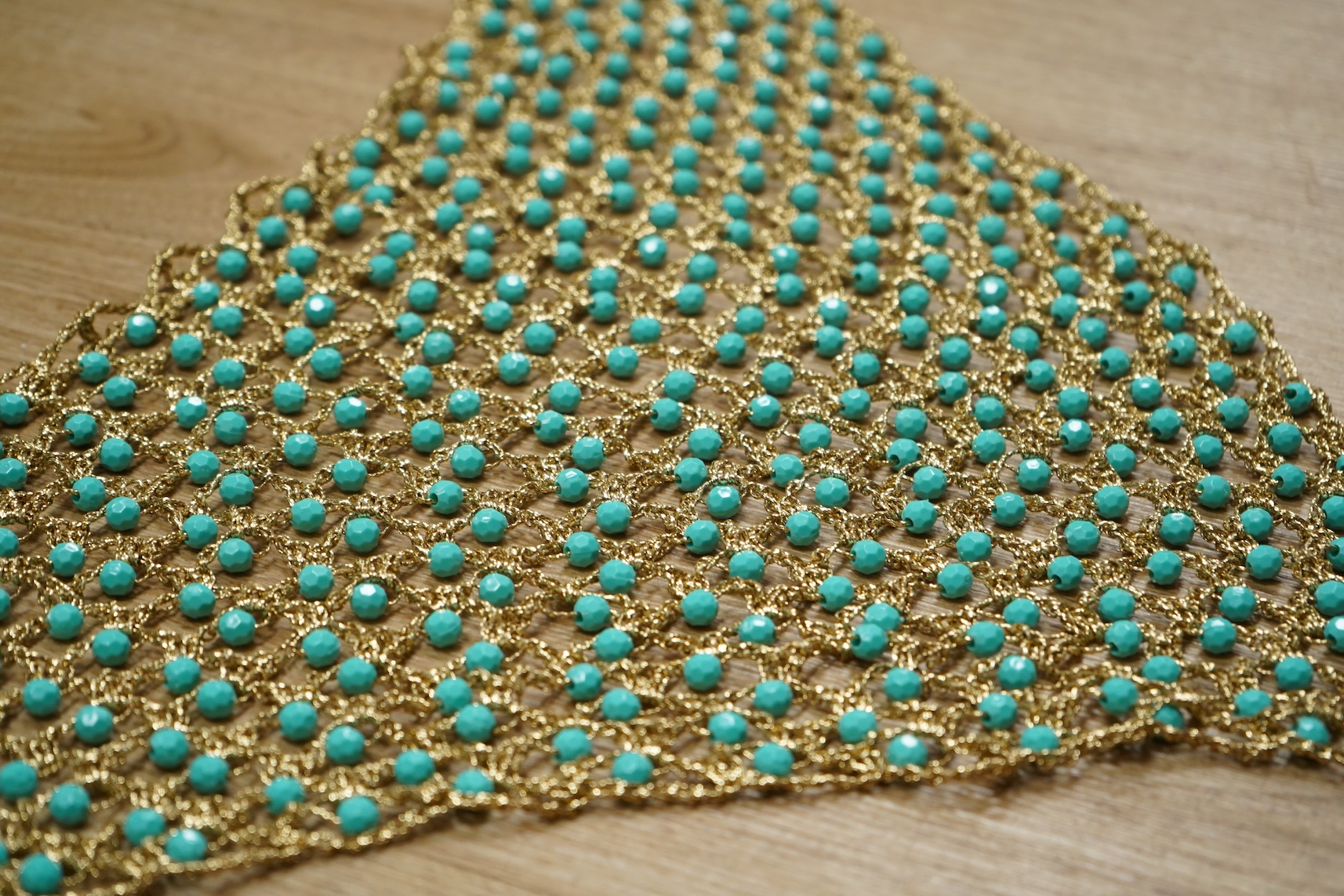 A beaded jacket, beadwork length and 1960's scarf